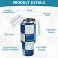 thumbnail image 2 of Yayeee 30oz Stainless Steel Tumbler with Straw and Handle Double-Wall Insulated Travel Water Bottle, Blue and Gray Plaid Pattern, 2 of 8