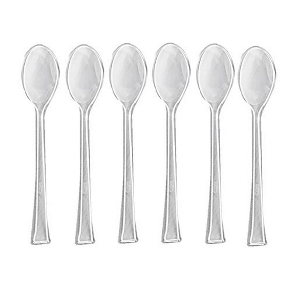 48 Mini Clear Plastic Spoons, 4.5 Inches, Elegant And Disposable Clear