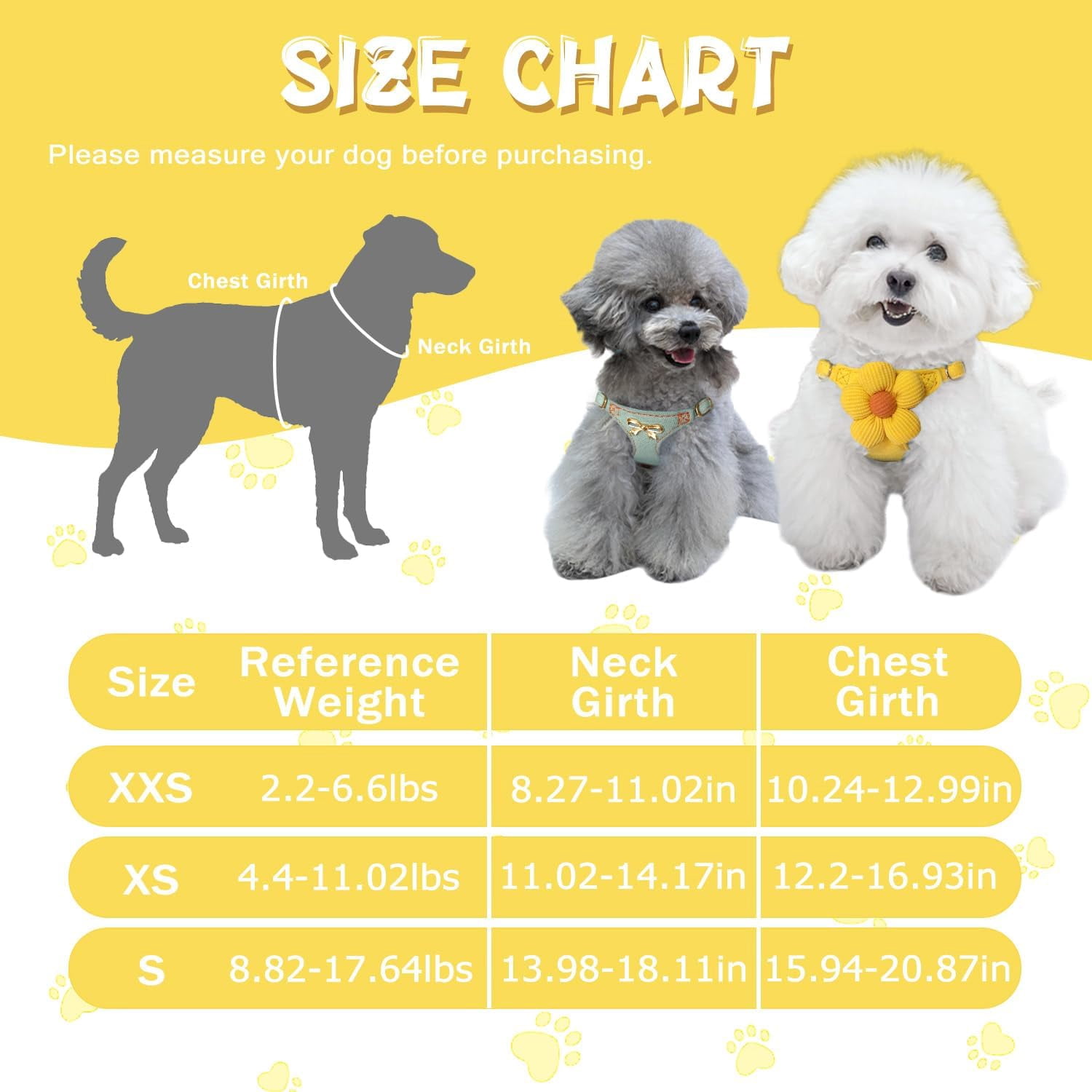 No Pull Dog Harness and Leash Set for Small Sized Dog Training; Puppy Harnesses with Multifunction Dog Leash, Soft Adjustable No Choke Escape Proof Pet Harness for Small and Medium Dog (Yellow S)