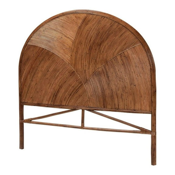 Pemberly Row Bohemian Dark Brown Rattan King Size Standalone Headboard