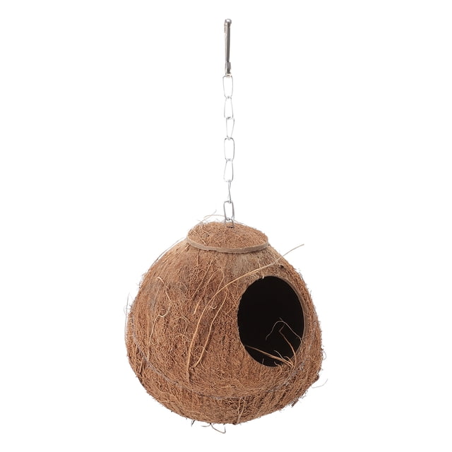Nido de cáscara de coco para pájaros, juguete para loros, juguete para morder
