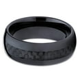 thumbnail image 2 of Ceramic Wedding Band Black Carbon Fiber Insert 8mm Black Ceramic Ring Dome Men Women Comfort Fit, 2 of 3