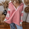 thumbnail image 4 of HAiming Color Block Pullover Tops Casual V Neck Lapel Collar Long Sleeve Shirt Fall Winter Trendy Clothes, 4 of 5