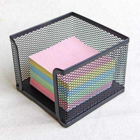 WHAMVOX  Black Wire Mesh Desk Organizer Square Shape Memo Holder Office