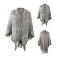 thumbnail image 2 of Odeerbi Shawl Wraps for Women 2025 Fall Winter Poncho Open Front Cape Cardigan Trendy Hollow Out Stripe Tassel Cloak Tops Pink, 2 of 4