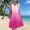 Hot Pink, variant on Summer Dress for Women Fitted Waisted Button up V-Neck Sleeveless Hawaiian Beach Sundress with Pocket Light Blue-A