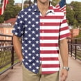 thumbnail image 5 of adaychics Patriotic Hawaiian Shirts for Men American Flag Casual Lapel Short Sleeve Button Up Beach Shirt Daily Wear, 5 of 7