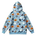 thumbnail image 5 of Zylarhe Kids Halloween Tops Hoodie with Front Pocket for Boys Cozy Sweatshirt Seasonal Comfort Light Blue 13-14 Years, 5 of 7
