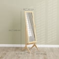 thumbnail image 2 of Adjustable Angle Full Length Mirror - Oak Standing Mirror for Bedroom, Living Room - 58.3" Tall, MDF Frame, HD Reflection, 2 of 7