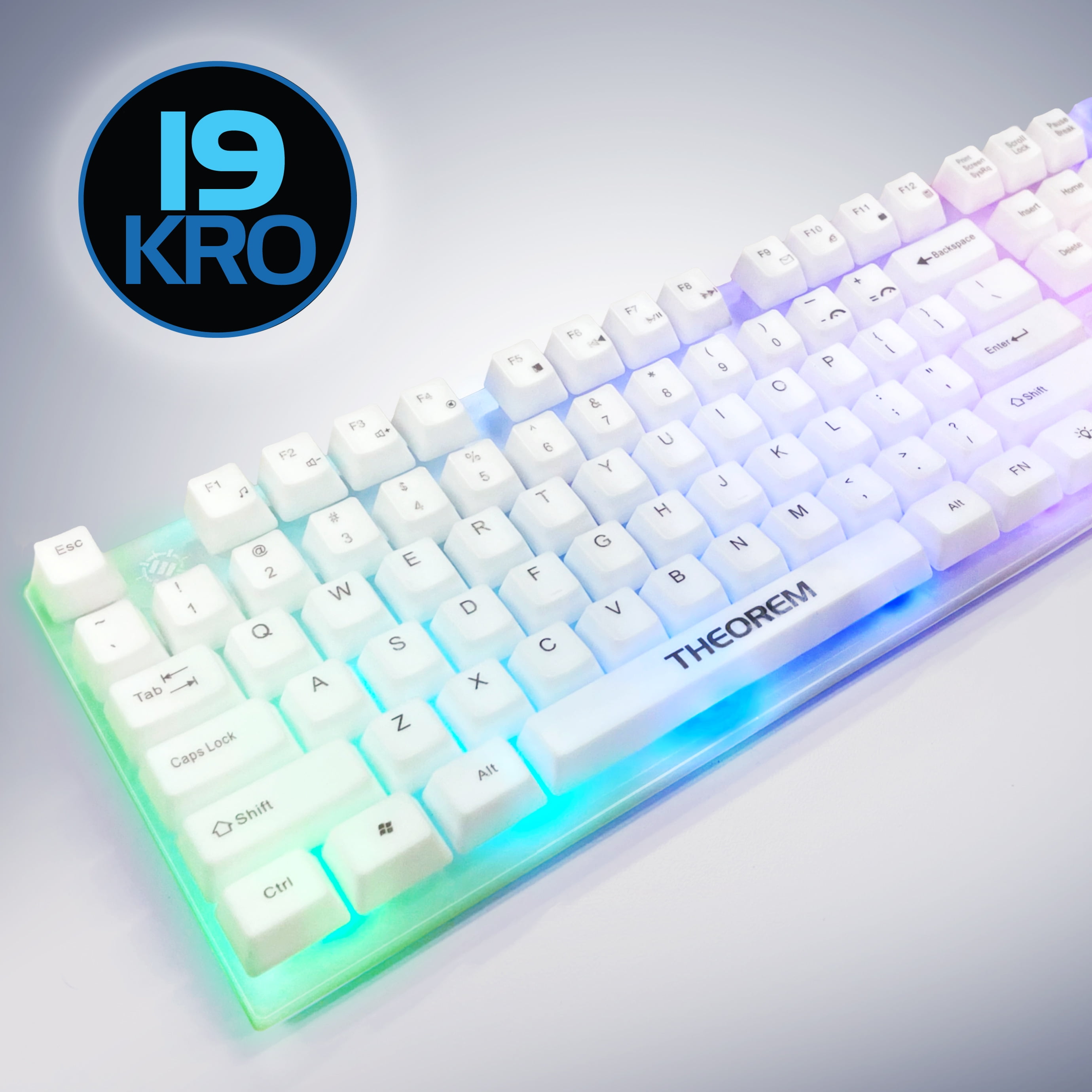 ENHANCE Theorem 3 White Keyboard - Gaming Keyboard with a White Design, Mechanical Feeling Keyboard