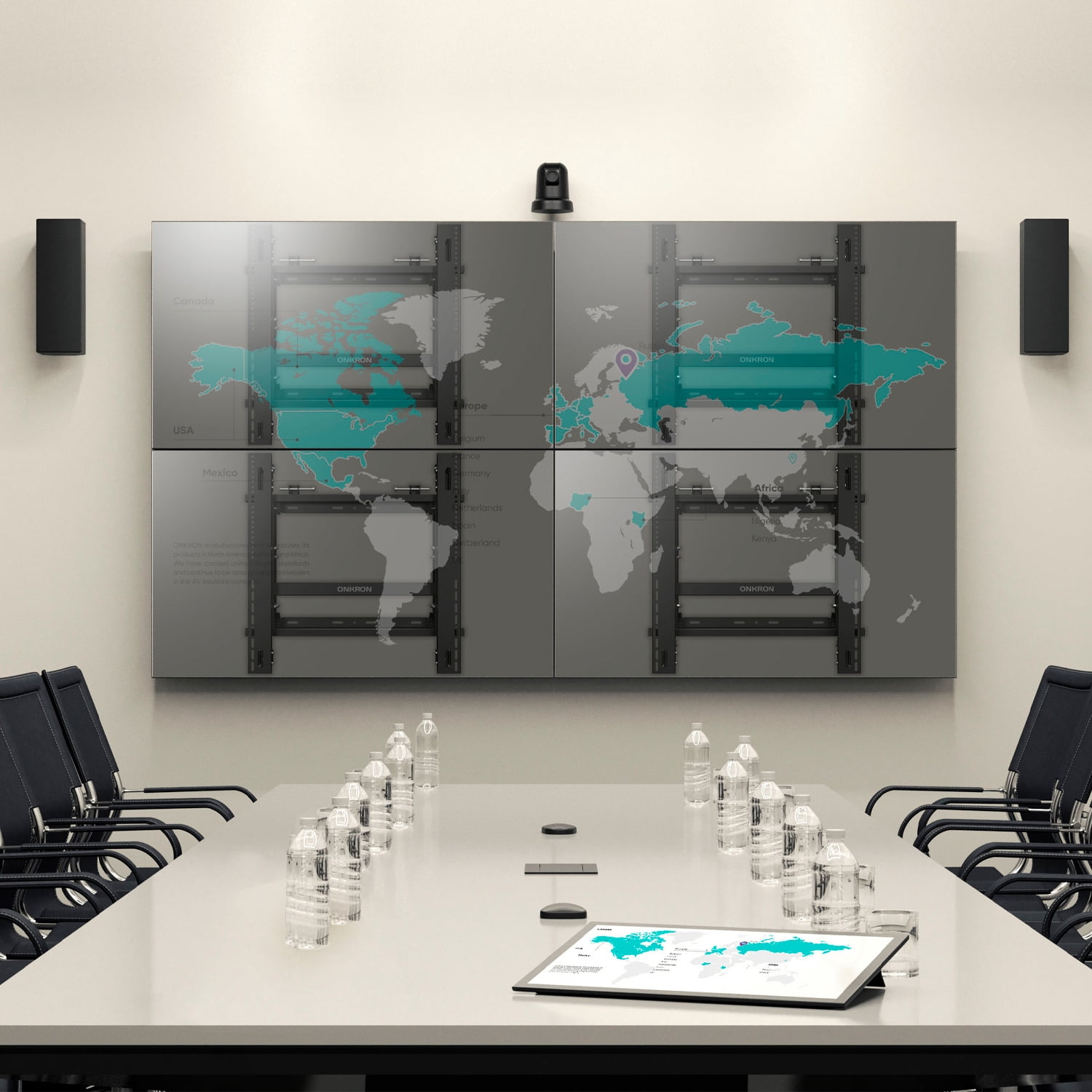 ONKRON Adjustable Video Wall Mount for 50 – 70 Inch TV Mount , Video Walls and Panels up to 110 lbs , Video Wall Mounting System - max VESA 600x600 - Large TV Wall Mount / TV Mounting Bracket Black