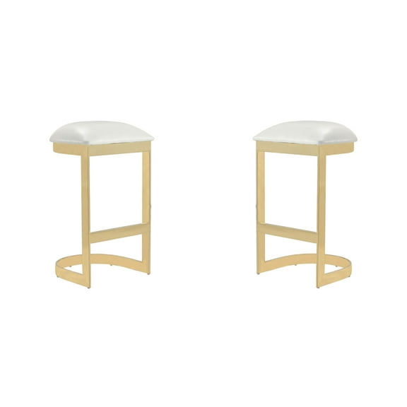 Manhattan Comfort Aura 28.54" Faux Leather Barstool in White (Set of 2)