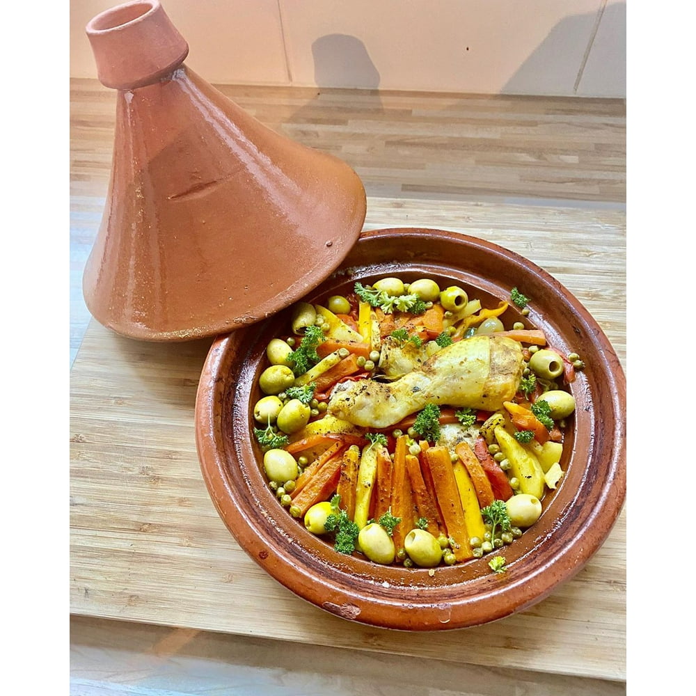 Tagine Pot for Cooking, Moroccan Clay Tajine Casserole with Lid