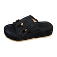 thumbnail image 5 of Rokment Women's Boho Fringed Platform Dress Slip on Sandals 2026 Beach Summer Fashion Casual Tassel Suede Open Toe Chunky Footbed Slides Comfortable Walking Flat Slippers Black Size 9, 5 of 6