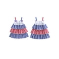 thumbnail image 2 of BemeyourBBs Toddler Baby Girl 4th of July Dress Little Baby Girl Patriot Independence Day Summer Dress Casual Red White Blue Plaid I Love USA Tiered Dress Beach Party Holiday Derss Clothes, 2 of 9