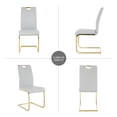 thumbnail image 5 of Set of 4 Modern Dining Chairs with Faux Leather Padded Seat and Golden Metal Legs, Upholstered Dining Living Room Chairs with Non-slip Pads for Kitchen, Living, Bedroom and Dining Room, Grey, 5 of 9