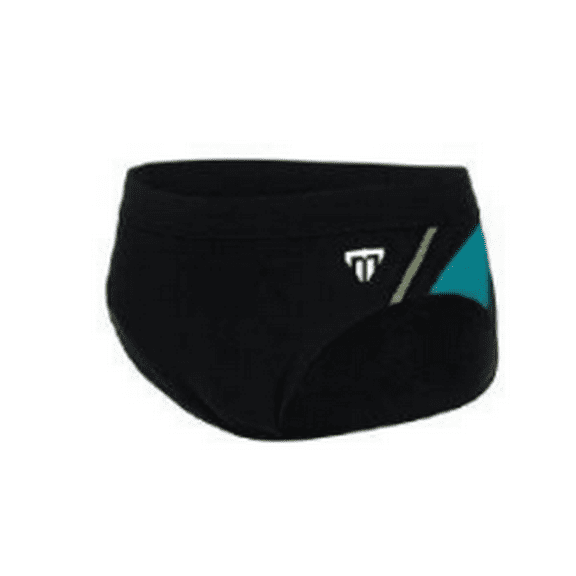 Michael Phelps Manu Men's Classic Brief-Black/Turq (Size 30)