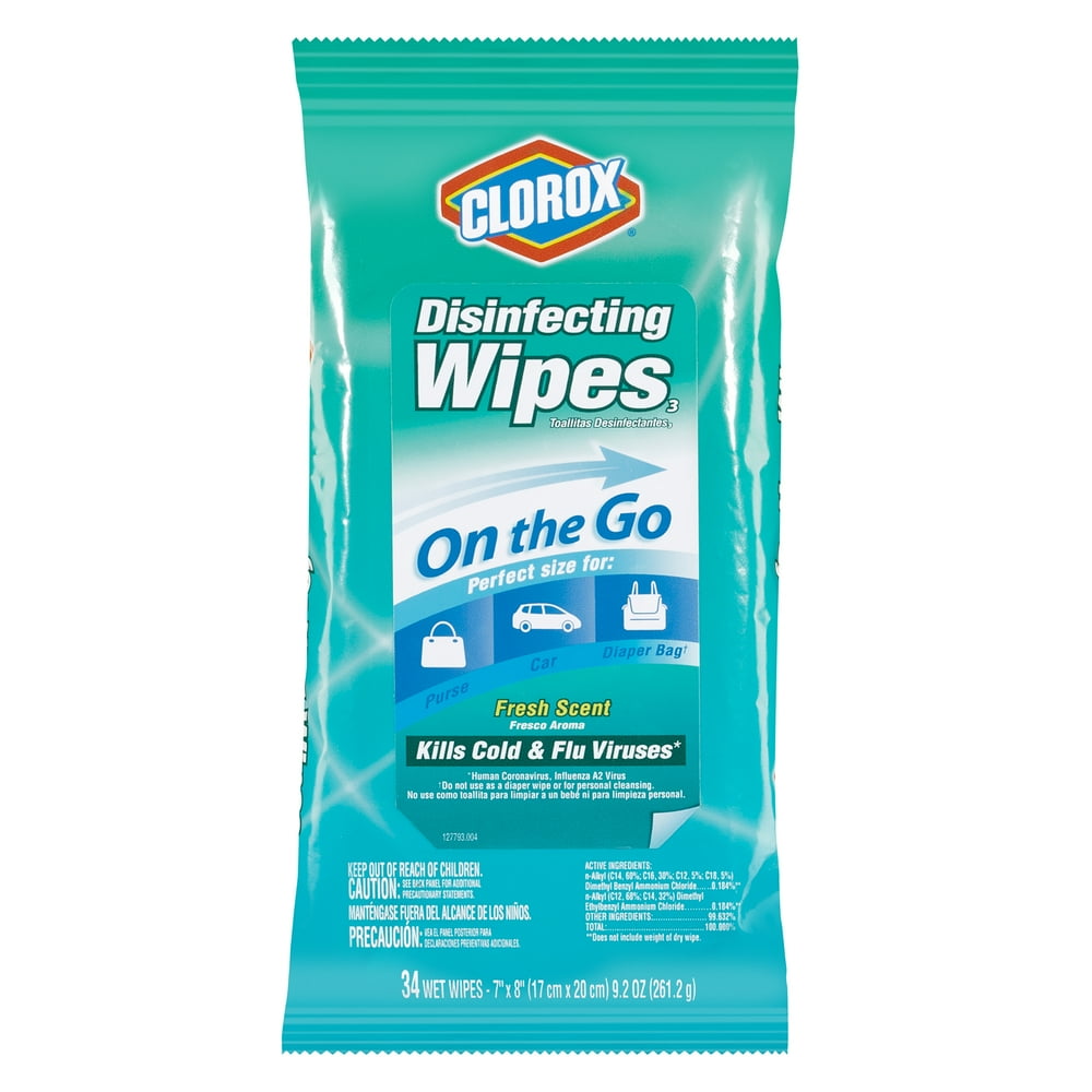 Clorox Disinfecting Wipes On The Go, Fresh Scent, 34 Wipes