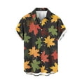 thumbnail image 2 of Donemore Men's Fashion Orange Maple Leaf Festival Print Short Sleeve Button-Up Cardigan Shirt Casual Business Style Fall Outfit Multi-Color Trendy Design Comfortable Versatile Men's Clothing, 2 of 5