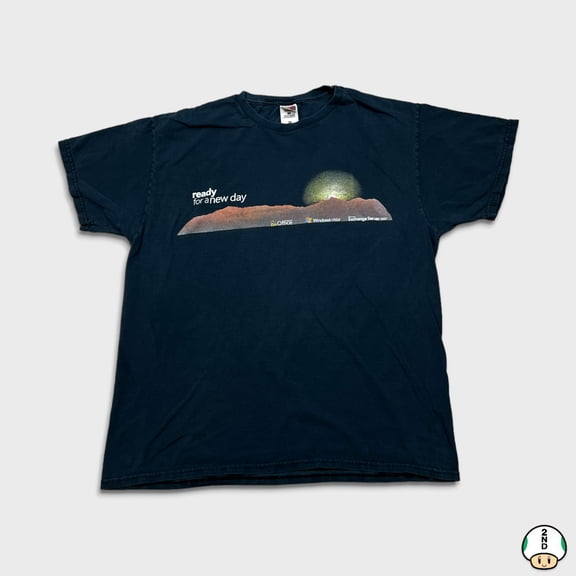 Vintage 2007 Microsoft Windows Vista T Shirt Mens XL Black Tech Graphic Tee