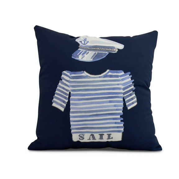 Simply Daisy, 20" x 20" Captain Shirt, Geometric Print Outdoor Pillow, Navy