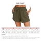 thumbnail image 5 of Pantalones cortos de mujer Pantalones cortos con volantes de cintura elástica Pantalones casuales con dobladillo enrollado con cordón Pantalones de verano de color puro Verde XXL, 5 of 5