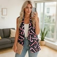 thumbnail image 4 of Uorisanigo Candy Cane Print Women's Sleeveless Vest Jacket with Pockets Blazer Vest for Women with Pockets Button Down Waistcoat Vests Dressy Size XL, 4 of 7