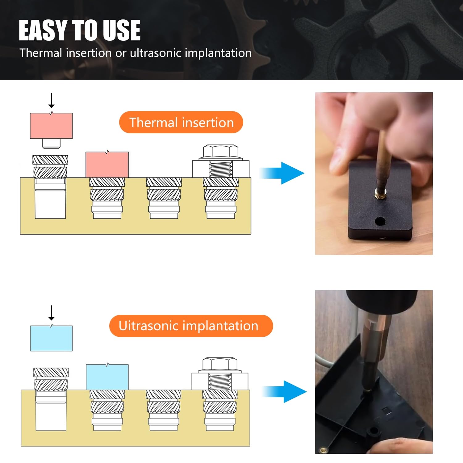 350 thread insert, 2/2.5/3/4/5/6 metric thread brass press-in nut set for plastic and 3D printing components injection molding