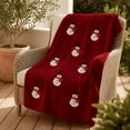 thumbnail image 2 of Red Classic Snowman Flannel Throw Blanket, Soft Polyester Christmas Decorative Cover For Couch, Bed, Living Room Bedroom Farmhouse Winter Home Decor.A:59*39.37in, 2 of 7