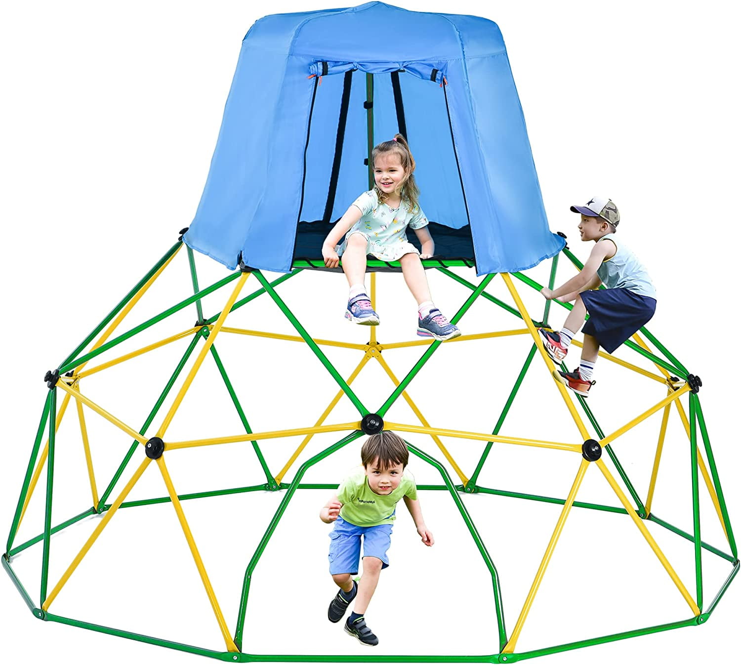 iRerts 10ft Climbing Dome with Canopy and Playmat, Kids Outdoor Jungle