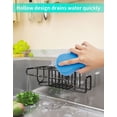 thumbnail image 3 of HapiRm 4 in 1 Adhesive Sponge Holder Sink Caddy, SUS304 Stainless Steel Sink Basket Brush Holder + Dish Cloth Hanger + Soap Rack + Sink Stopper Holder ,Two Installation Ways Kitchen Sink Caddy - Black, 3 of 7