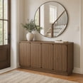 thumbnail image 6 of UZUGUL Walnut 4-Door Sideboard, Mid-Century Round Corners, Handle-less Design, Adjustable Shelves, for Living Room, 6 of 9