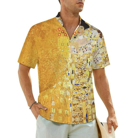Gustav Klimt Detail Vacation Shirt Mens The Trees of Life Loose Casual Shirts Hawaiian Sho