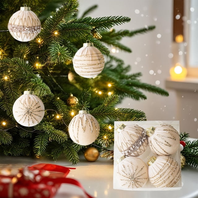 Adorno Navideño: Bolas Colgantes de Colores, Color Beige, 1 Unidad (15,6 X 15,6 X 8 Cm) - Wxh250715005Bg