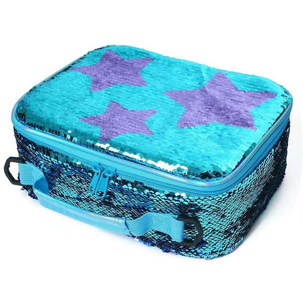 Kids Sequin Lunch Box for Girls Flip Sequence Insulated School