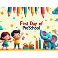 thumbnail image 4 of Colorful and Cheerful First Day Preschool Themed Backdrop Banner with Cartoon Elephant Kids and School Elements Party Decorations for Photography Props Classroom Celebrations Family Gatherings, 4 of 8