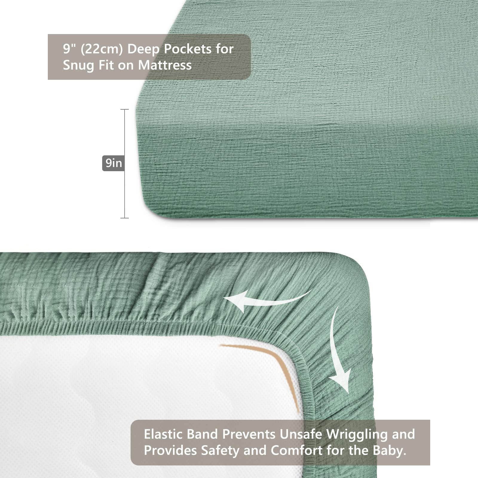 Four-Piece Muslin Crib Set Soft Mattress Sheets Breathable Comfortable Nursery Bedding For Baby Boys Girls