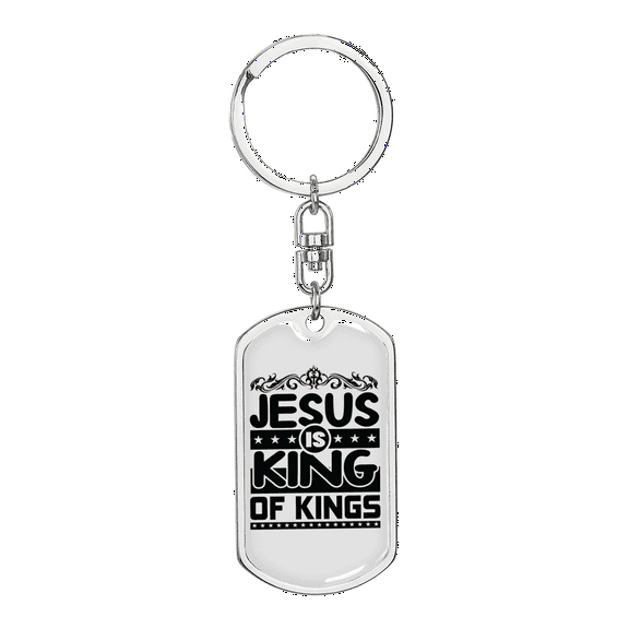 Jesus Is King Stainless Steel or 18k Gold Premium Swivel Dog Tag Keychain