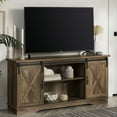 Farmhouse TV Stand for 65 inch TVs, Sliding Barn Door Media Console