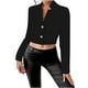 thumbnail image 3 of Top marrón,Blusa de mujer, jersey de manga larga con cuello vuelto, abrigo de poliéster con botones, cuello en V, estilo informal, para uso diario en casa, sopatenor, 3 of 9