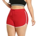 thumbnail image 4 of HDE Plus Size Red Lifeguard Shorts for Women Yoga Workout Bottoms Size 3X, 4 of 5