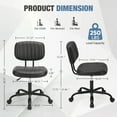 thumbnail image 2 of JOINSUN Armless Office Desk Chair with Comfy Lumbar Support, Adjustable Height Rolling Swivel Computer Task Chair, Perfect for Home Office and Bedroom,Black, 2 of 7