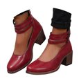 thumbnail image 3 of YLYL Women's Mary Jane Shoes Triple Buckle Ankle Strap Chunky Mid Heel Round Toe Fashion Dressy Shoes, 3 of 5