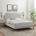 thumbnail image 2 of Platform Bed Frame, Queen Size, Velvet, Light Grey Gray, Modern Contemporary Urban Design, Bedroom Master Guest Suite, 2 of 10