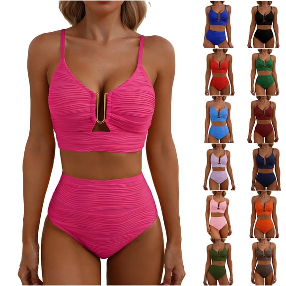 Gymvis Womens High Waisted Swimsuits Bikini Two Piece Summer Beach Swim Wear Bathing Suits for Women