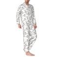 thumbnail image 2 of KLL Hand Drawn Rabbit Sleepwear Mens Flannel Pajamas,Long Cotton Pj Set, 2 of 7