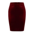 thumbnail image 7 of Velvet Bodycon Pencil Skirts for Women Stretch High Waist Chic Midi Skirts Elegant Business Casual Office Wine, XL, 7 of 7