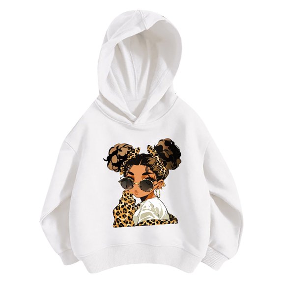 Arlun Y2k Leopard Print Hoodies for Girls Fashion Graphic Loose Comfy Soft Long Sleeve Hooded Sweatshirts Oversized Drop Shoulder Pullover Tops Kids Back to School Gifts 90