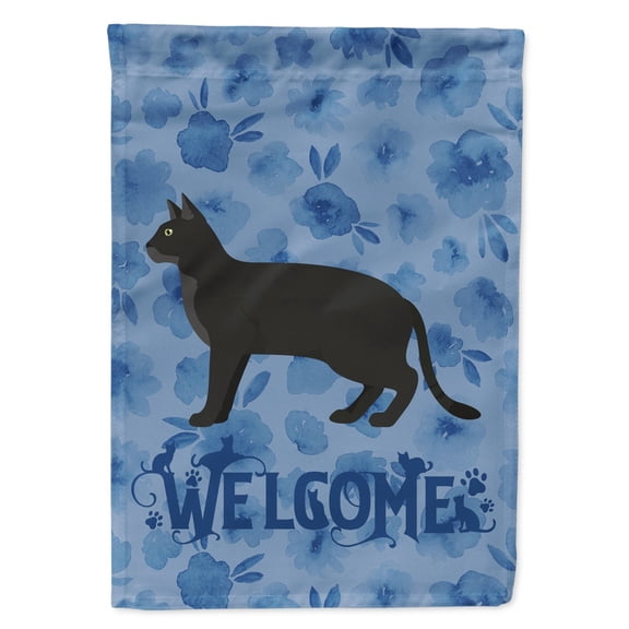 Carolines Treasures CK4851CHF Chausie Black Cat Welcome Flag Canvas House Size Large multicolor