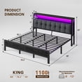 thumbnail image 2 of EnHomee Metal Platform Bed Frame King Size with Headboard Upholstered Bed with 2-Tier Storage Shelf & Charge Station & LED Light,Black, 2 of 9